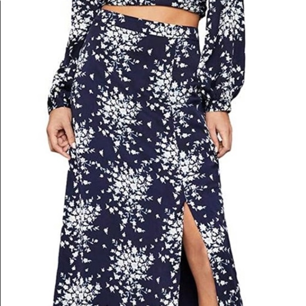 BCBGMAXAZRIA Womens Satin Floral Maxi Skirt